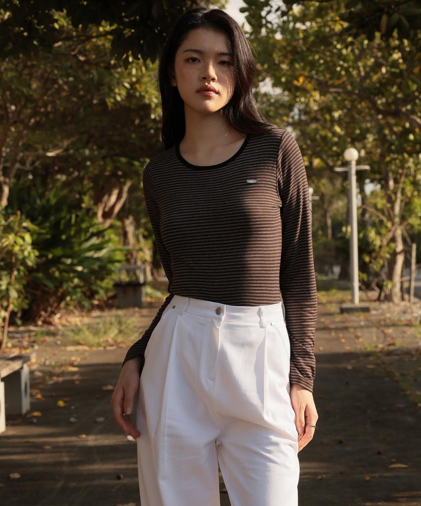 DEHEVE Soft Stripe Long Sleeve [Brown]
