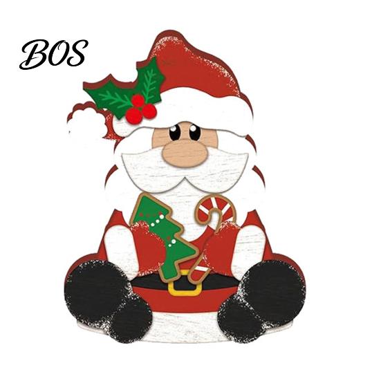 Hanging Holiday Decorations 3Pcs Christmas Wooden Tabletop Decor Set, Santa Snowman Reindeer Figurine, Reusable Winter Ornaments Tree Ornament