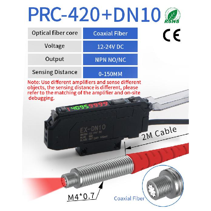 GTRIC Diffuse Reflective Fiber Optic Sensor Kit with Separate Amplifier High Precision12-24V DC NPN NO/NC Photoelectric Sensor
