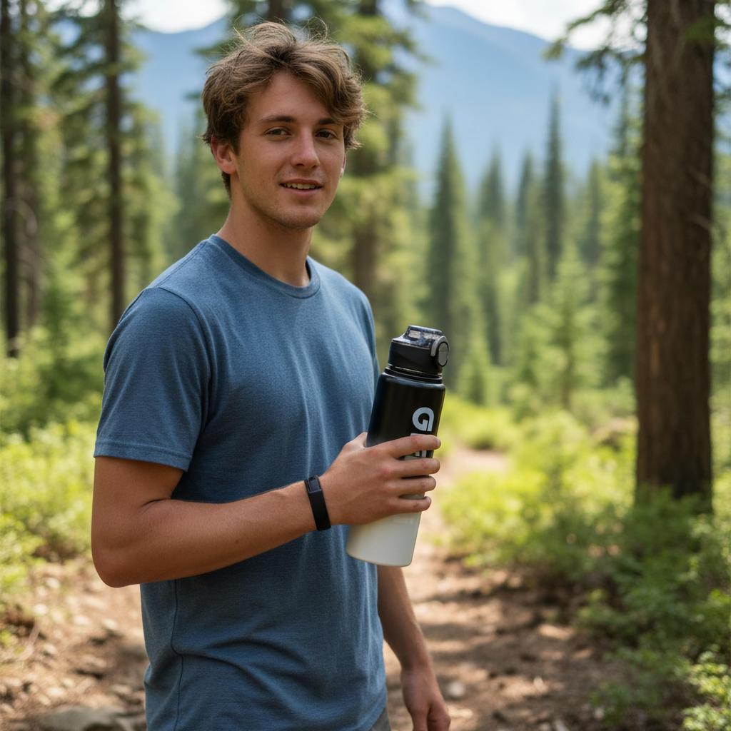 GIANXI One-Touch Water Bottle with Straw, 1000ml, Insulated, Vacuum Insulated, SUS316 Stainless Steel, Lightweight, Portable, Easy To Clean, Stylish,