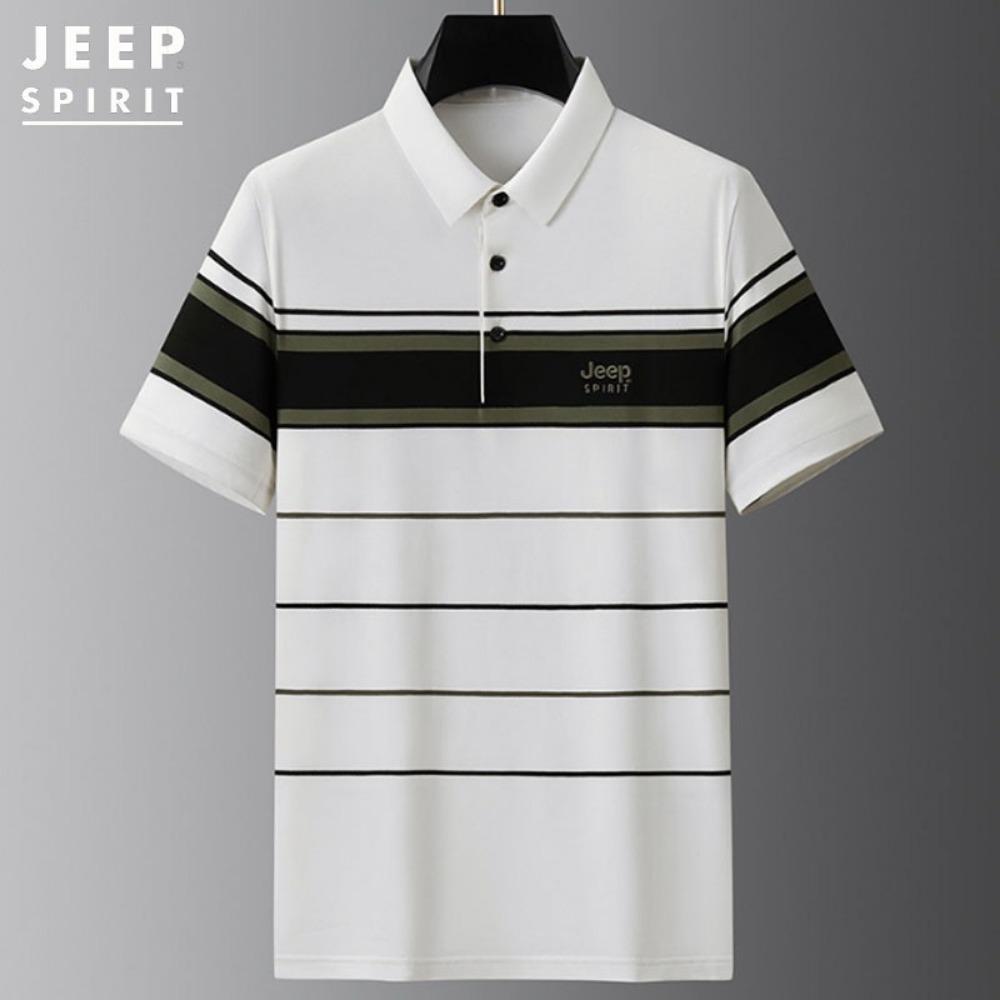 Мужская простая и однотонная футболка в деловом стиле с короткими рукавами и лацканами