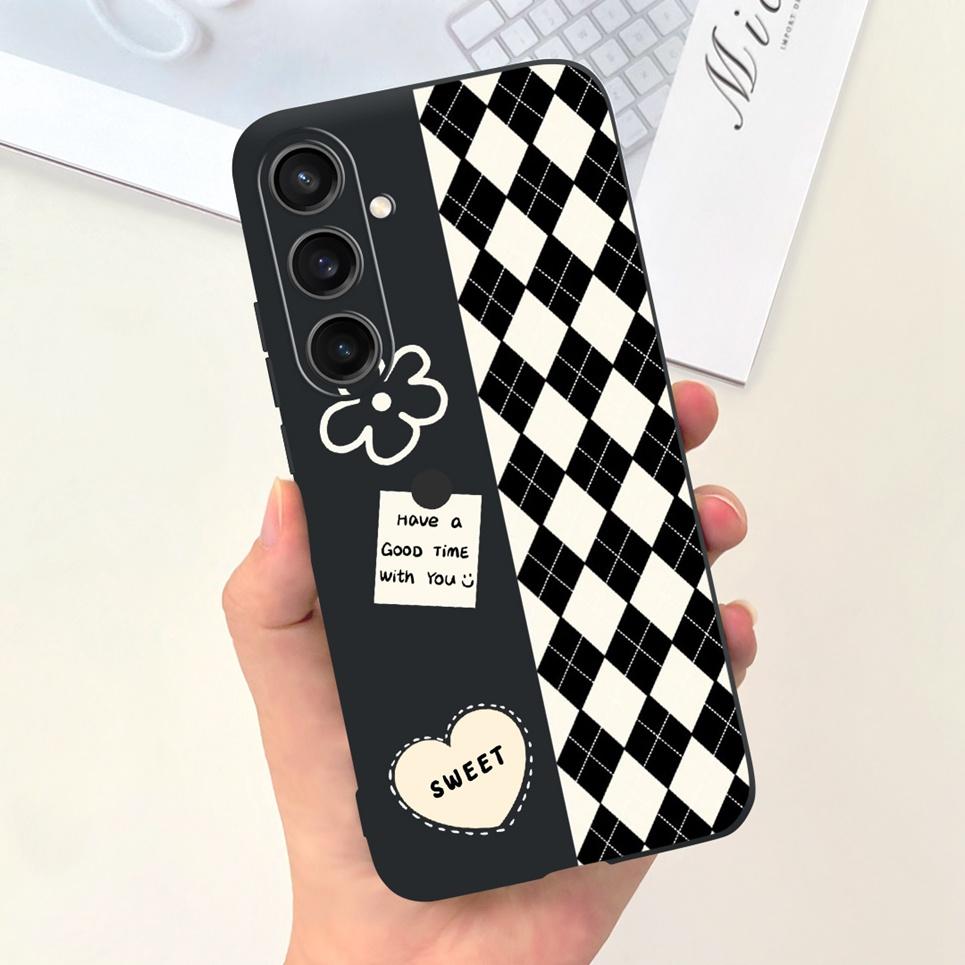 Для чехла Samsung Galaxy A35 A25 2023 5G Case SM-A356B SM-A256B Черный Кот Ночь Луны Модный Coque Etui Матовый Силиконовый Корпус