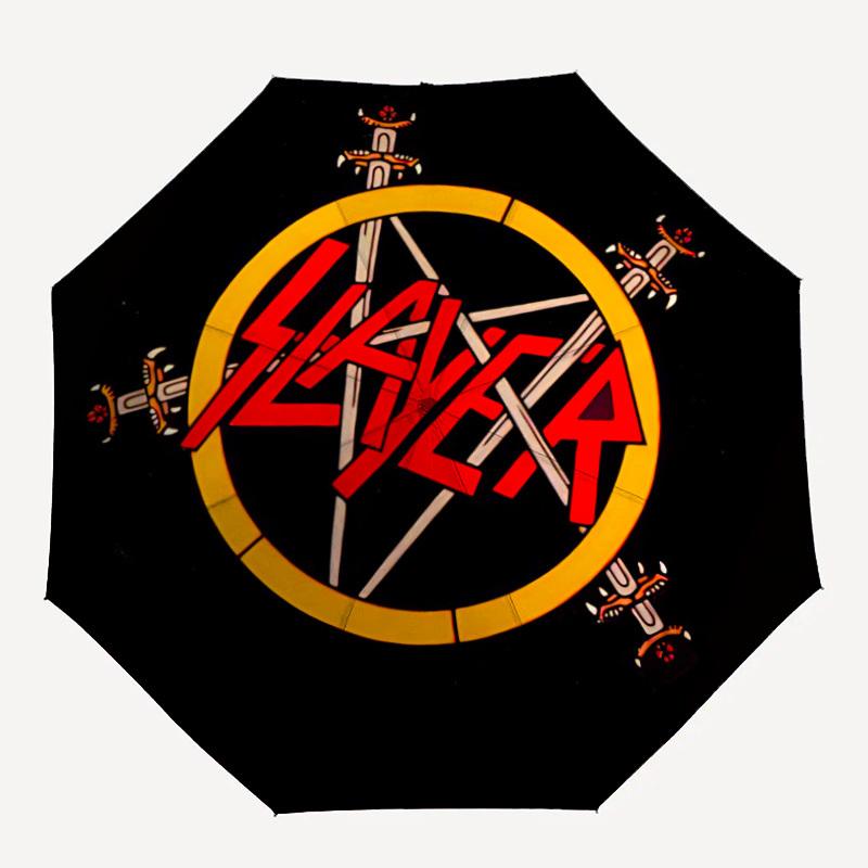 1pc Slayer Music Automatic Umbrella 8 Rib Portable Folding Black Iron Frame for Outdoor, Beach, Travel 0905213