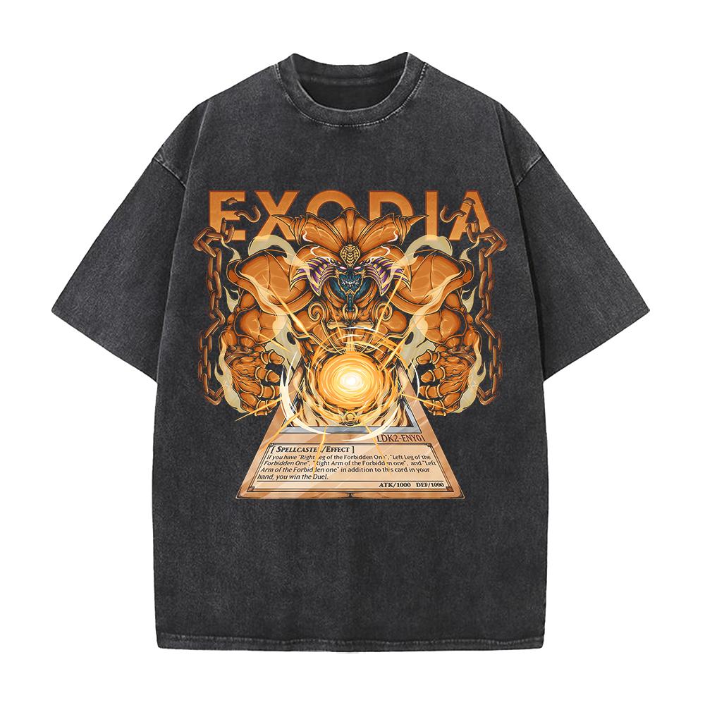 Exodia YuGiOh Anime Tshirt Summer Casual Short Sleeve ONeck Tee Shirt Vintage Washed Oversized Cotton Tops Mens Clothing