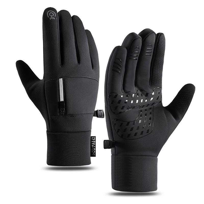 Men's Winter Windproof Waterproof Fingerless Touchscreen Cycling Gloves - Warm Fleece for Outdoor Sports