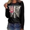 Cartoon Printed Women Street T-shirt Theme Sports Long Sleeve 3D Tees Halloween  T-shirts Autumn Pullovers Top