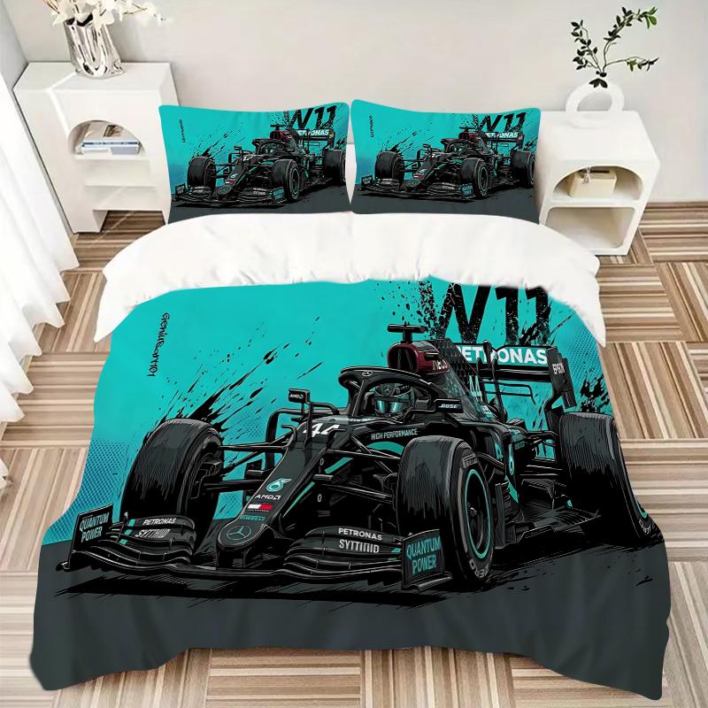 F1 Car Printed 3pcs Bedding Set Soft Microfiber 1 Duvet Cover And 2 Pillowcases Home Bedroom Decor Xmas Gift Q1972