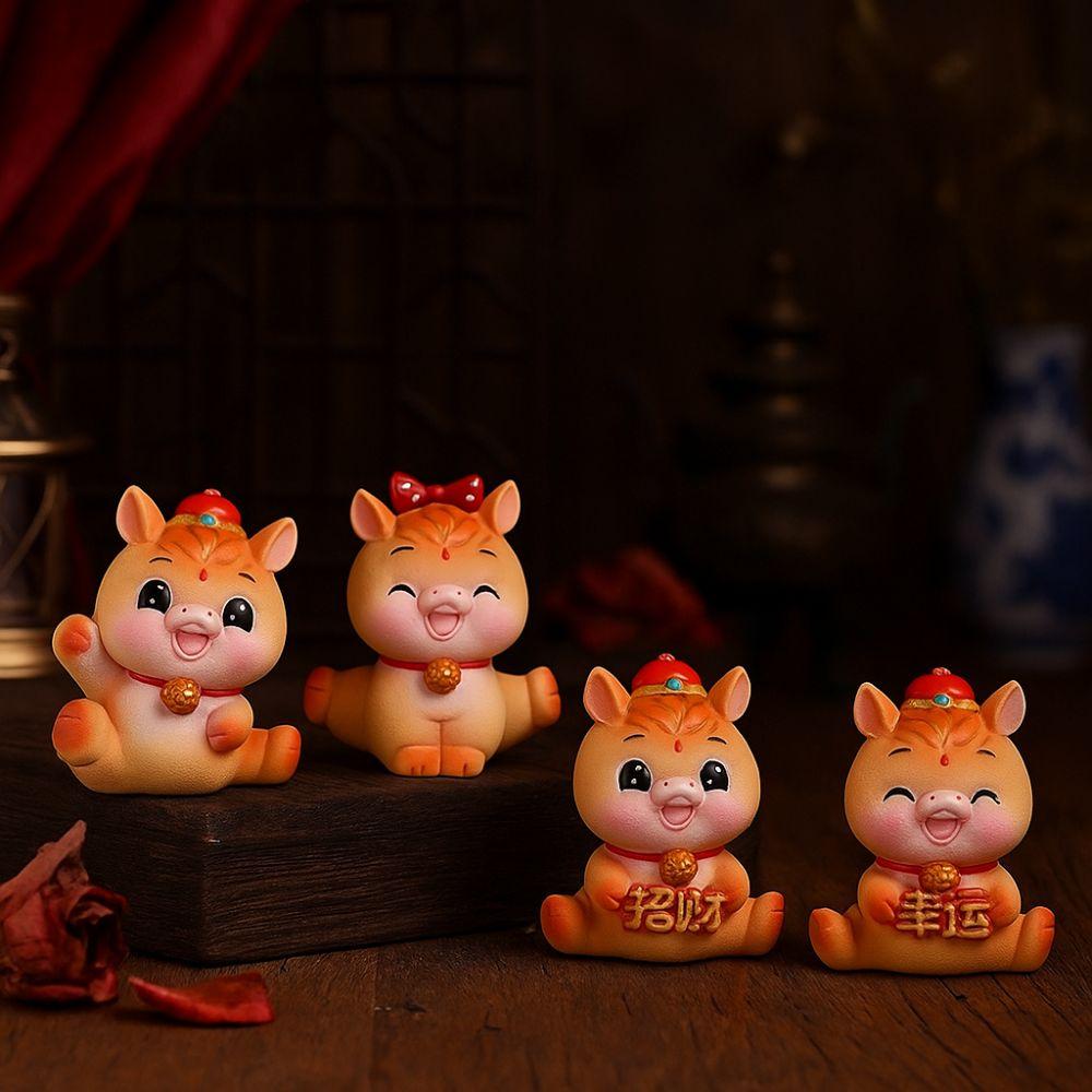 Lifelike 2026 Horse Year Figurines Resin Horse Statue Zodiac Horse Mascot New Year Gift