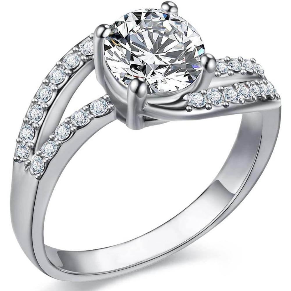 Позолоченное 18 каратным розовым золотом Кольцо-сердце с кубическим цирконием Halo Обручальное Обручальное на Обещание Вечность Кольцо на День Святого Валентина для Женщин Размер 6-10