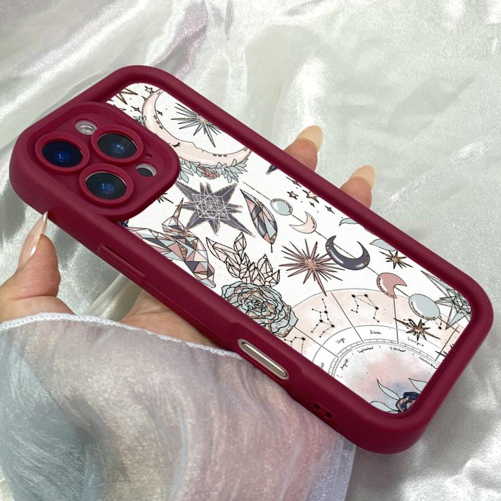 JT582 Ведьминский Зодиак Астро Луна для iPhone 17 16 15 14 13 12 11 Pro Max Samsung S26 S25 Ultra A17 A07 A56 A16 Xiaomi 15T Redmi 15c 14C Мягкий чехол