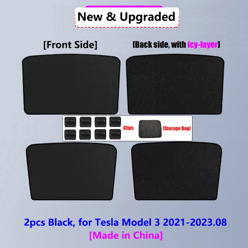 Для Tesla Model Y 3 Highland 2024 Люк на крыше Солнцезащитный козырек Передний и задний козырек на крыше Серебряный слой жалюзи на крыше Аксессуары для затемнения