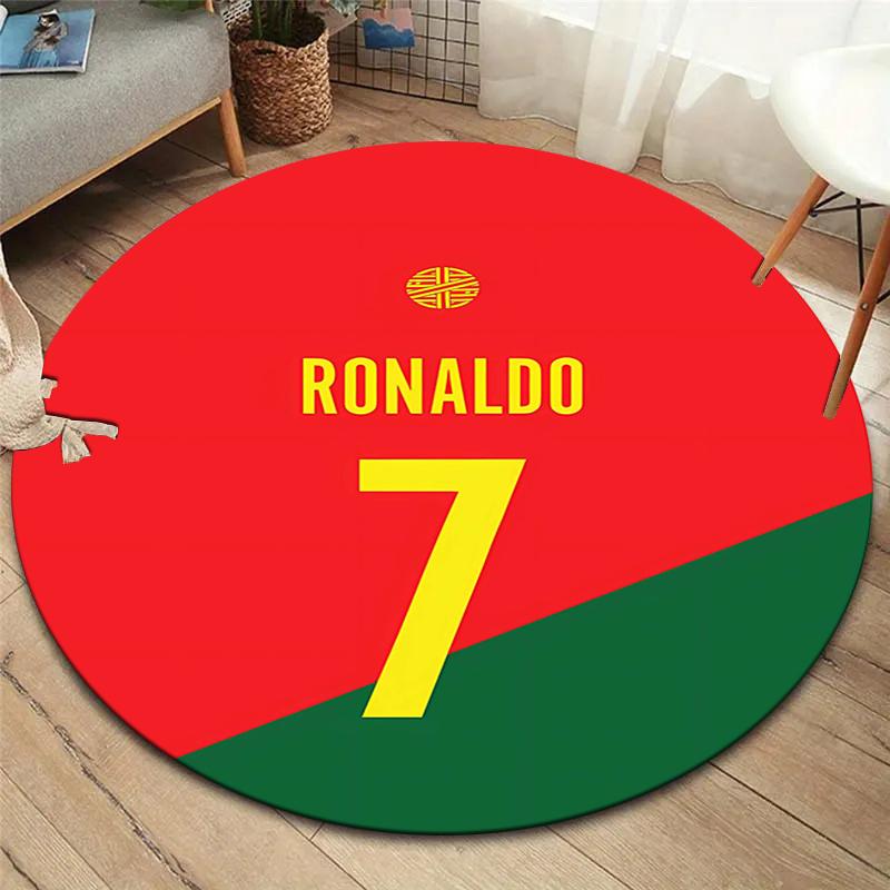 Круглый ковер CR7, Ковер для гостиной, спальни, дивана, игровой комнаты, Нескользящий коврик