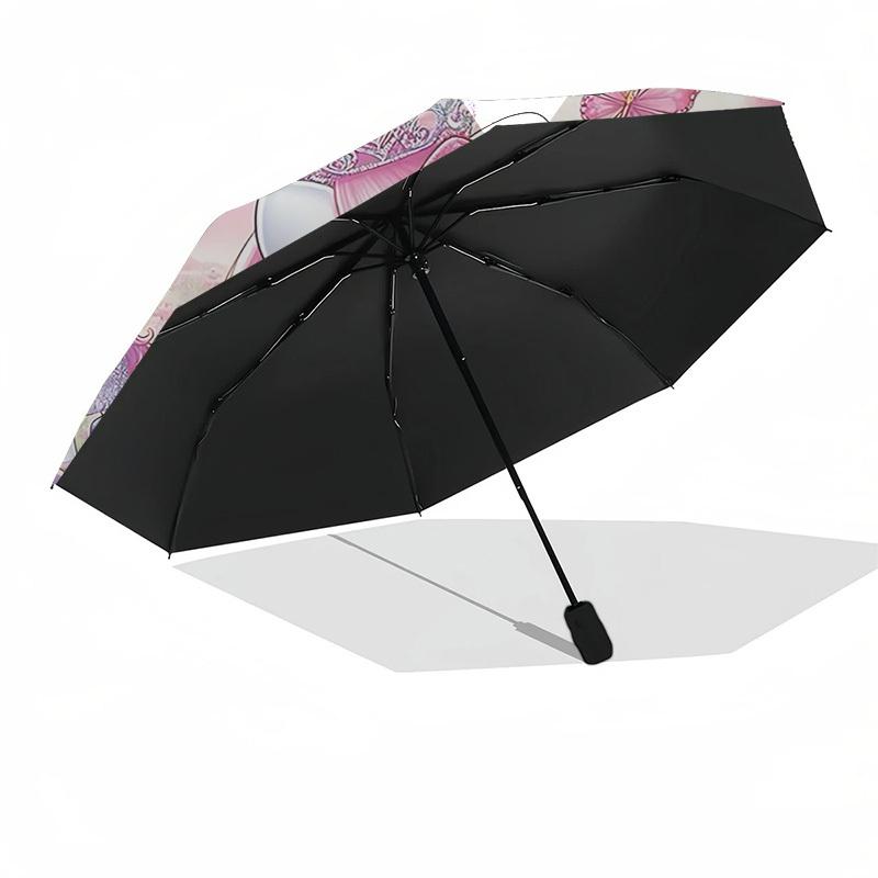 1pc Hello Kitty, Princess umbrella automatic open/close, 8-Rib Durable Frame, Compact Folding Design, Ideal Birthday/Holiday Gift 1178A
