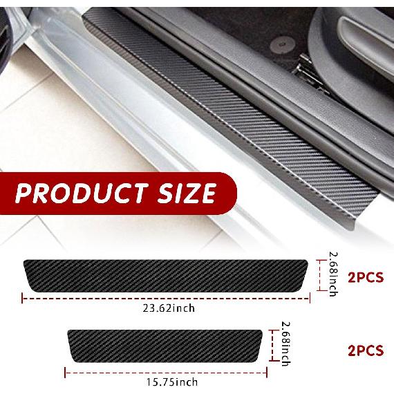 Damwot 4PCS Car Door Sill Protector, Black Carbon Fiber Car Door Threshold Protection, Door Edge Protection Decorate Anti-Scratch Sticker, Car