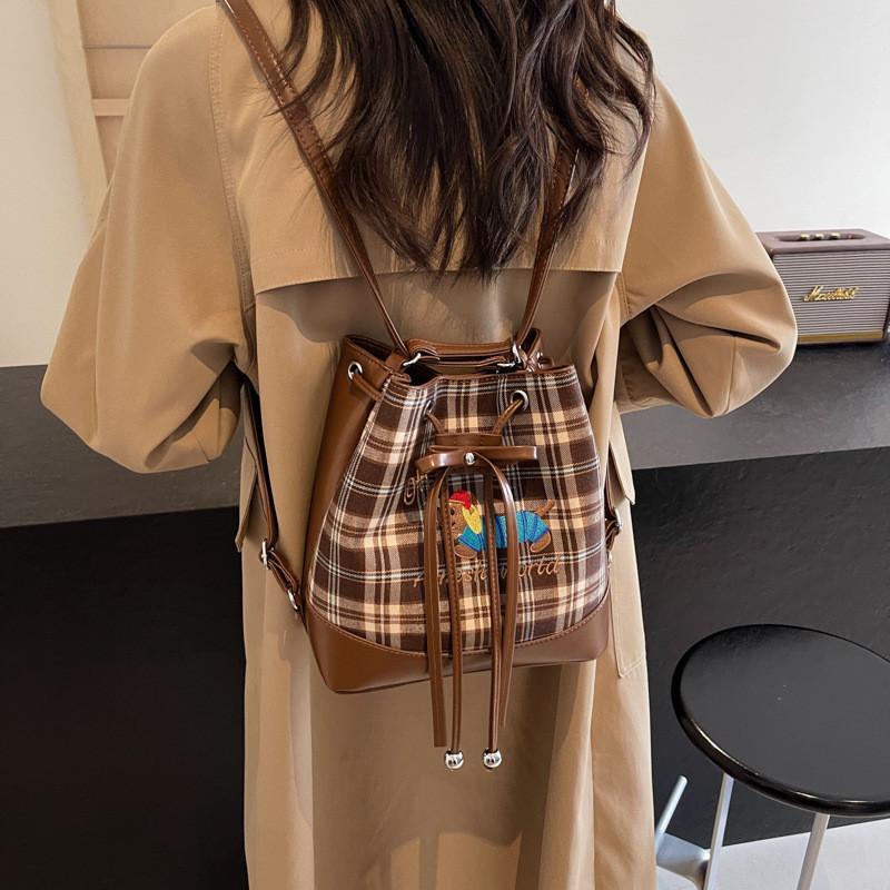 Ielgy Korean Version Trendy Fashion Backpack Niche High-End Bucket Bag