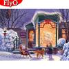 5D Diamond Painting Snow Cross Stitch Full Square Round Diamond Embroidery Landscape Mosaic Bear Christmas Decorations