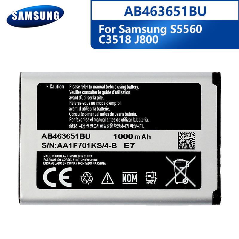 Original Battery AB463651BU For Samsung J800 S3650 S7070 S5608 S3370 L700 W559 S5628 C3222 AB463651BC AB463651BE 1000mAh