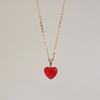 Modernlike 14k GF Silver Red Quartz Crystal Heart Necklace