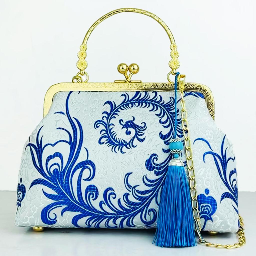 Fashion Silk Bag Tote Shoulder Crossbody Chain Women Handbag Embroidery Chinese Cheongsam Female   Bags Clutch Purse