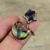 Кольцо с лабрадоритом, медное кольцо, изготовленное гальваническим методом, ювелирные изделия ручной работы с драгоценными камнями, регулируемое кольцо, кольцо с луной и звездой, красивые медные ювелирные изделия, подарки для него