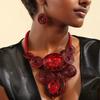Crystal Gem Statement Necklace Earring Set Irregular Woven Accessories Vintage Beads Necklaces Handmade Neck Chains for Women