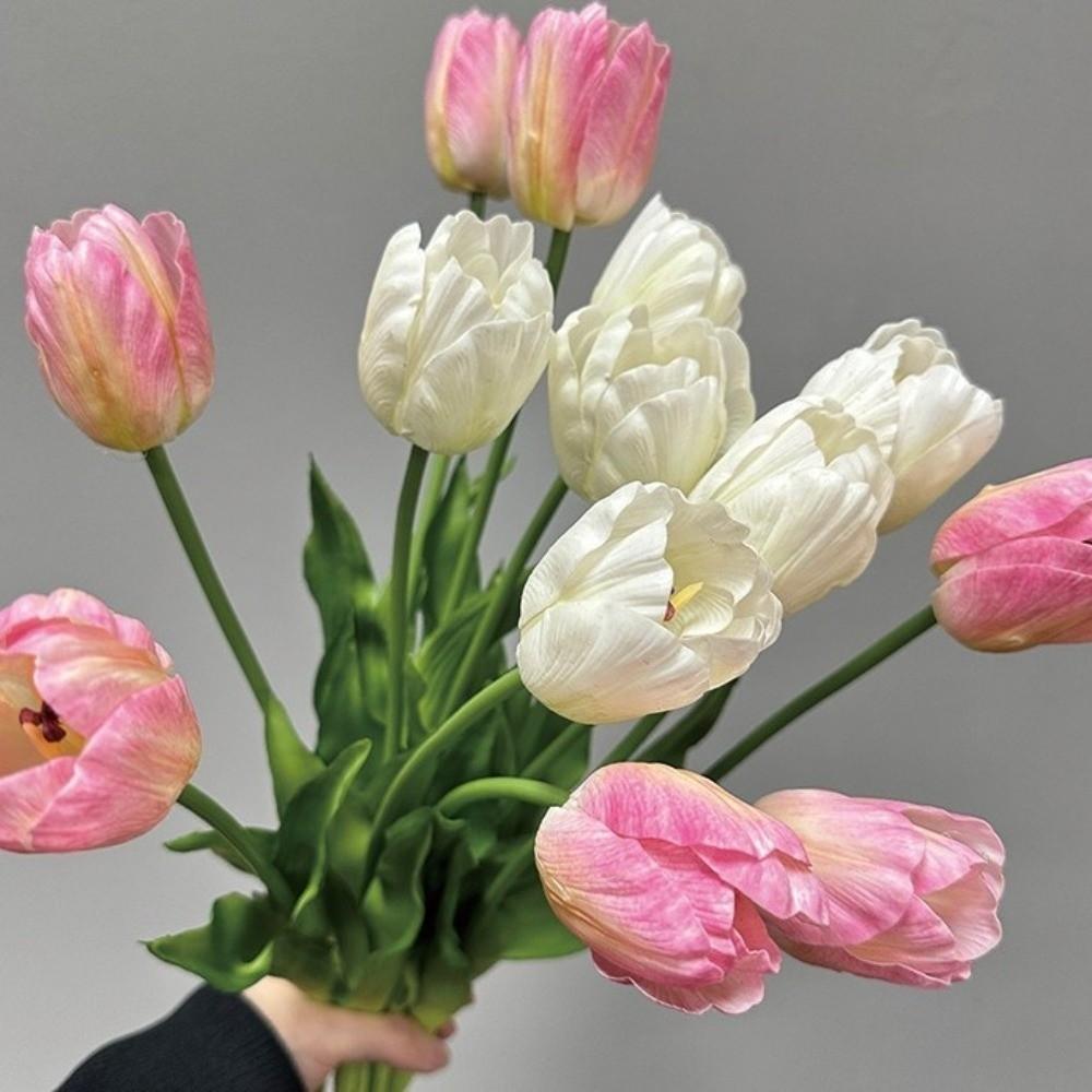 High-End Realistic Tulip Simulation Flower Hand-Held Design Flower Arrangement Faux Tulip Flower Parrot Tulip Lifelike Tulip