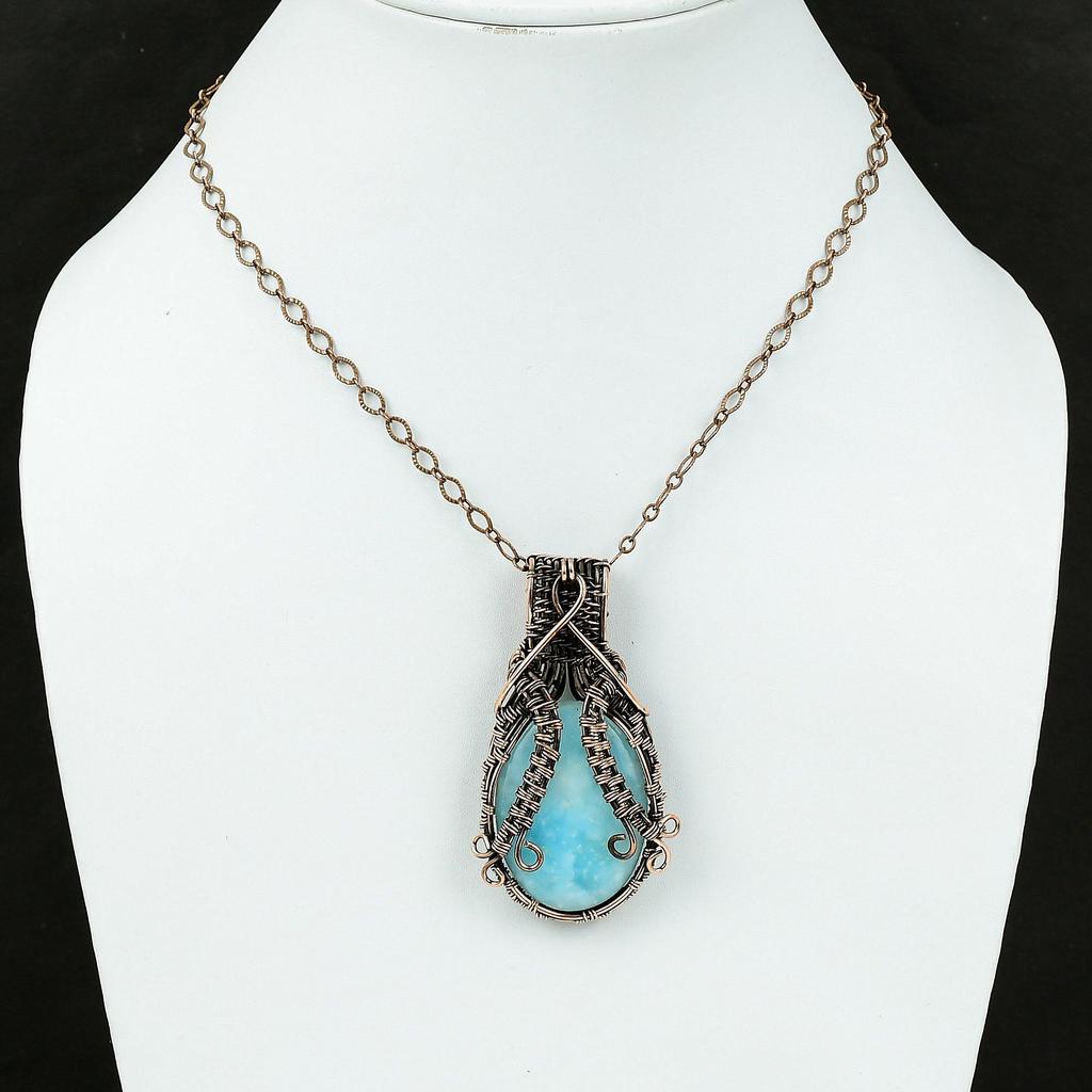 Hemimorphite Pendant Copper Wire Wrapped Pendant Wire Wrap Gemstone Jewelry Handmade Dainty Pendant Hemimorphite Copper Jewelry Gift For Mom