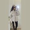 Womens Slim Fit Wool Blend Coat Stand Collar Zip Up Belted Multi Pocket Workwear Fall Winter