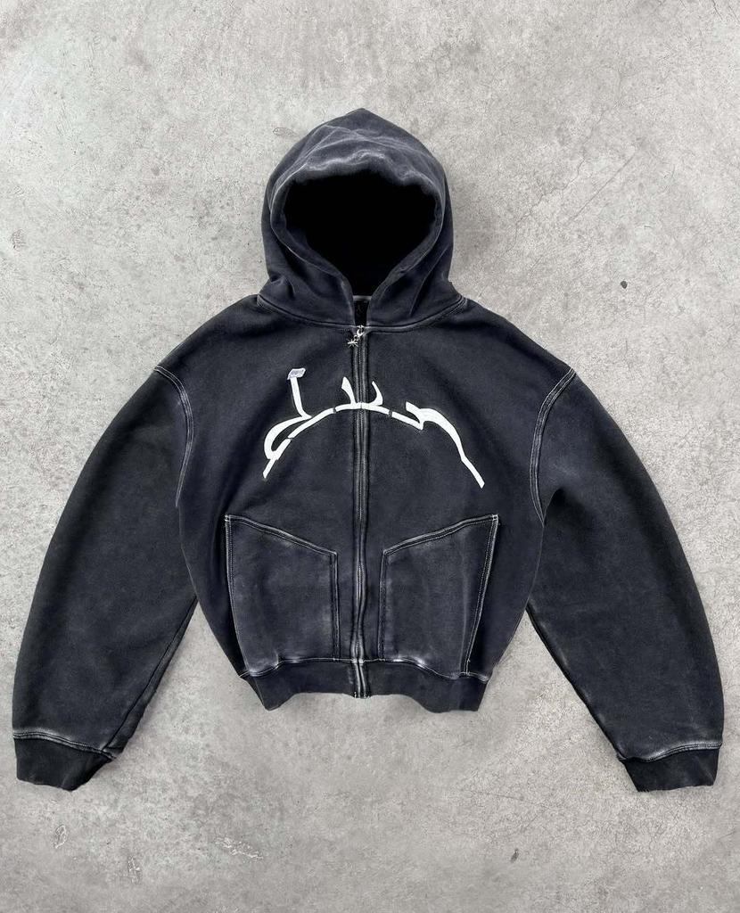 2025 new 3d digital printing retro street style cardigan washed jacket hoodie sweater
