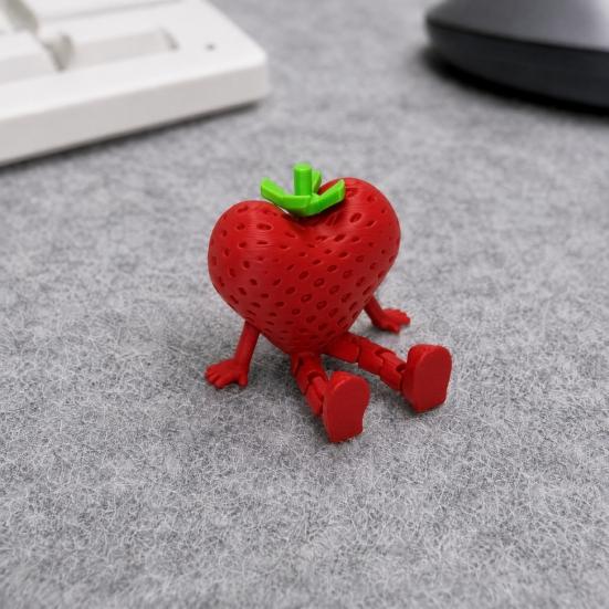 3D-печатная фигурка фрукта с подвижными суставами, Коллекционная артикулированная фигурка красной клубники для декора домашнего офиса, рабочего стола руководителя