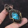 Copper Blue Turquoise Pendant Copper Wire Wrapped Pendant Natural Gemstone Pendant Copper Wire Jewelry Gift For Her Handmade Elegant Jewelry