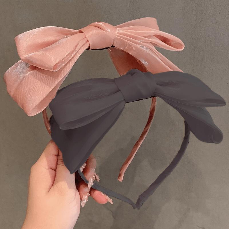 Double Layer Oversized Bow Headband for Ladies | Elegant Solid Color Simple Versatile Shopping Party Hair Clip