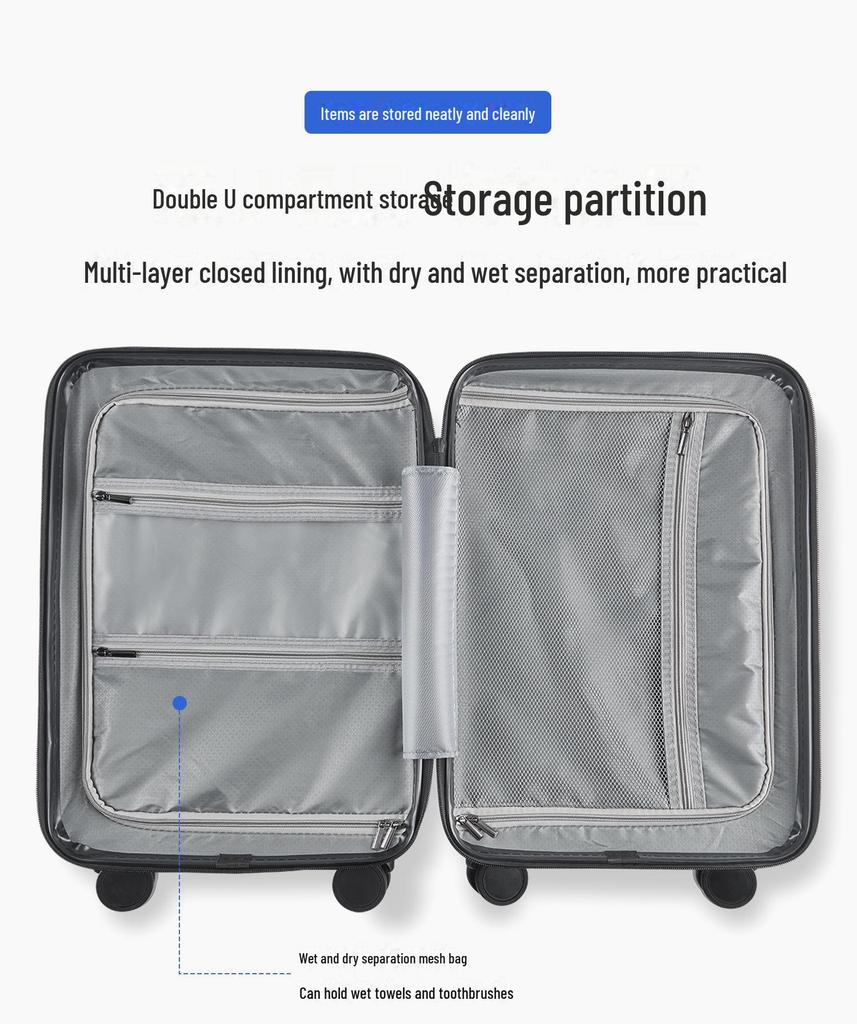 Yongsheng 20" Cabin Suitcase with Universal Wheels, Anti-Fall, 24" Optional, Front-Opening Trolley Case, Secure Lock.