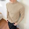 Spring Men Round Neck Long Sleeve Texture Rib Knitted Pullovers Tops