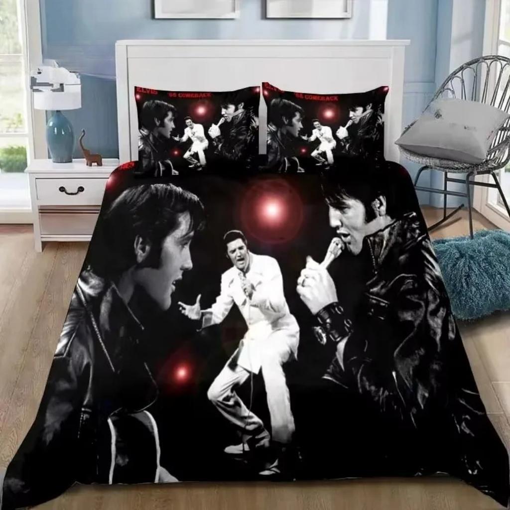 Poster Duvet Cover Pillowcase C-Collection E-Elvis Bedding Set Boy Bedroom Decoration 2/3pcs set Single/Double/Queen Large Size