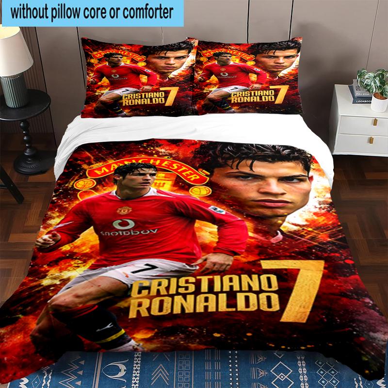 3PCS Man United Soccer Action Bedding Set,Including 1pc Duvet Cover And 2pcs Pillowcases Perfect for Bedroom, Dormitory, Fan Christmas gift