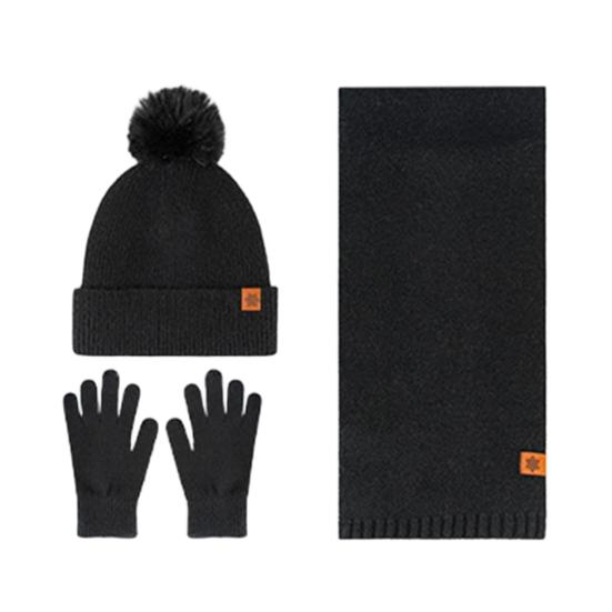 Yousheng 3Pcs/Set Women Hat Scarf Gloves Set Double-Layer Velvet Plush Ball Hat Cold Protection Scarf Touchscreen Gloves Set Ski Cycling Gear