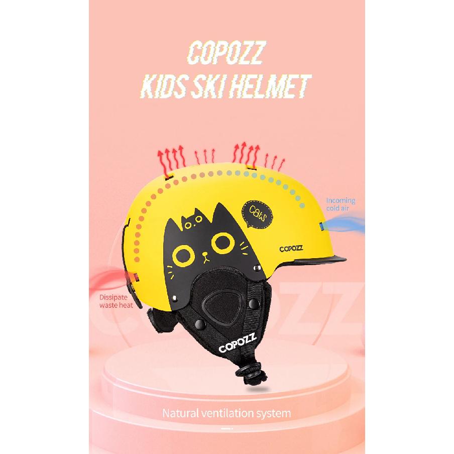 COPOZZ  Kids Cartoons Ski Helmet  Integrally-molded Safety Outdoor Skiing Cycling Protection Helmet Skiing Equipment