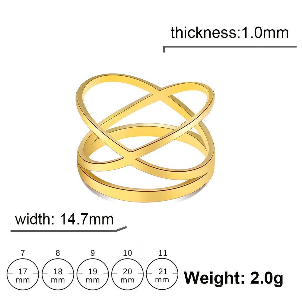 Cazador Stainless Steel Geometric Cross Rings for Women Minimalist Gold Color Finger Rings 2026 Jewelry Mother Day Party Gift
