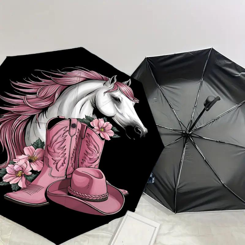 1PC cowgirl, boots Automatic Open/Close Umbrella Compact Folding Umbrella with 8-Rib Shaft lightweight esign, Fashion Lovers1240A