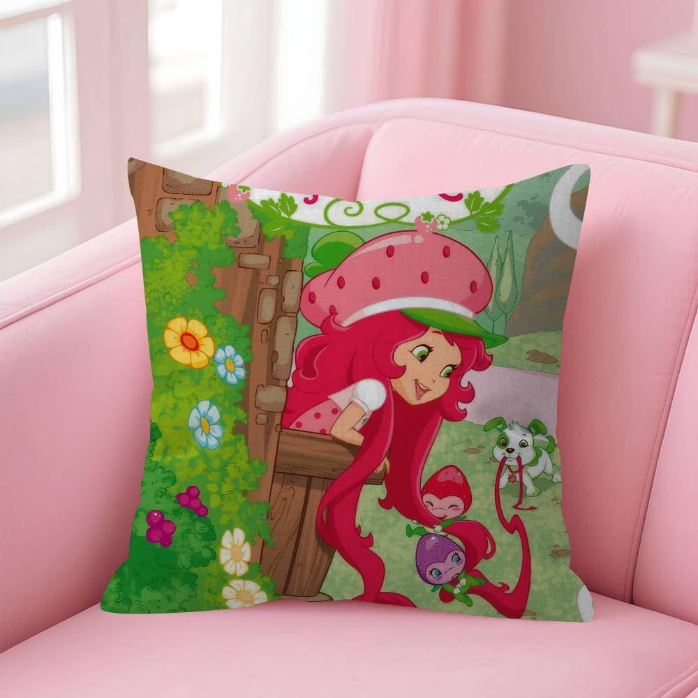 Cute Role Strawberry ShortcakeCartoon Cushion Cover Pillow Cover Decor Pillowcase Printed Cushion Case for Couch