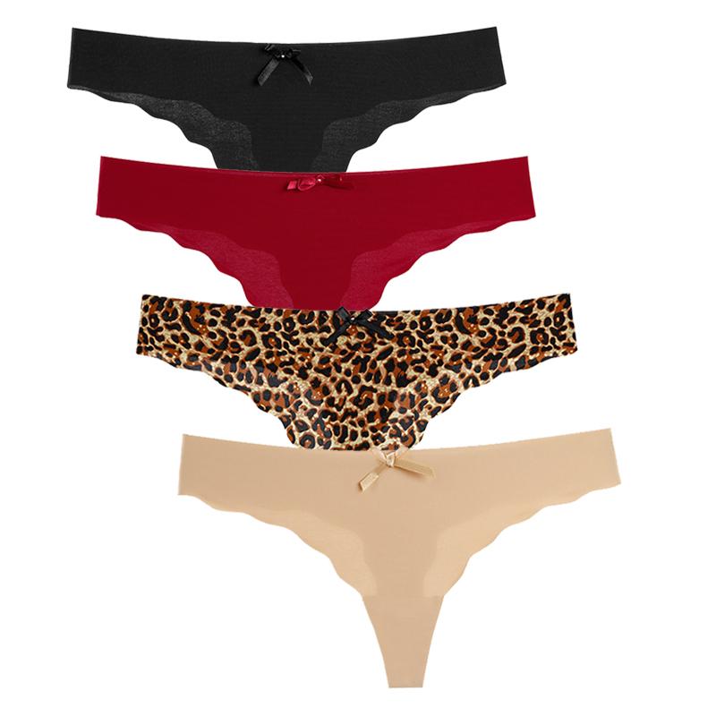 Женские стринги, сексуальное нижнее белье, женские трусики, модное бесшовное бикини, нижнее белье с Т-образной спинкой, новые женские стринги с низкой талией, 4 шт.
