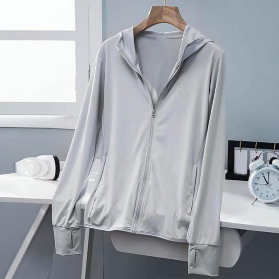 Женское солнцезащитное пальто с защитой от УФ-лучей, велосипедное пальто на открытом воздухе с длинным рукавом и молнией с капюшоном