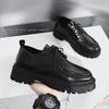 Men Sneakers British Style Leather Shoes for Men Thick Bottom Design Platform Black Lace Up Casual Loafer Shoe