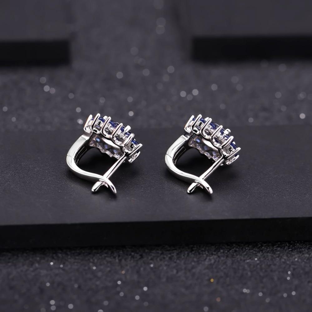 Fashion 1.89Ct Natural Blue Sapphire Earrings 925 Sterling Silver Gemstones Vintage Stud Earrings for Women Fine Jewelry