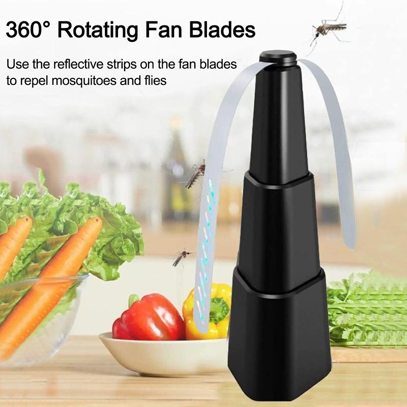 Table Fly Repelling Fan Portable Outdoor Insect Repellent with Reflective Blades Chemical Free Insect Repellent