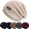 New Unisex Fashion G.S Metal Mark Hats Plush Fur Lined Hats For Men Women Warm Beanie Cap Casual Label Decor Winter Knitted Hats