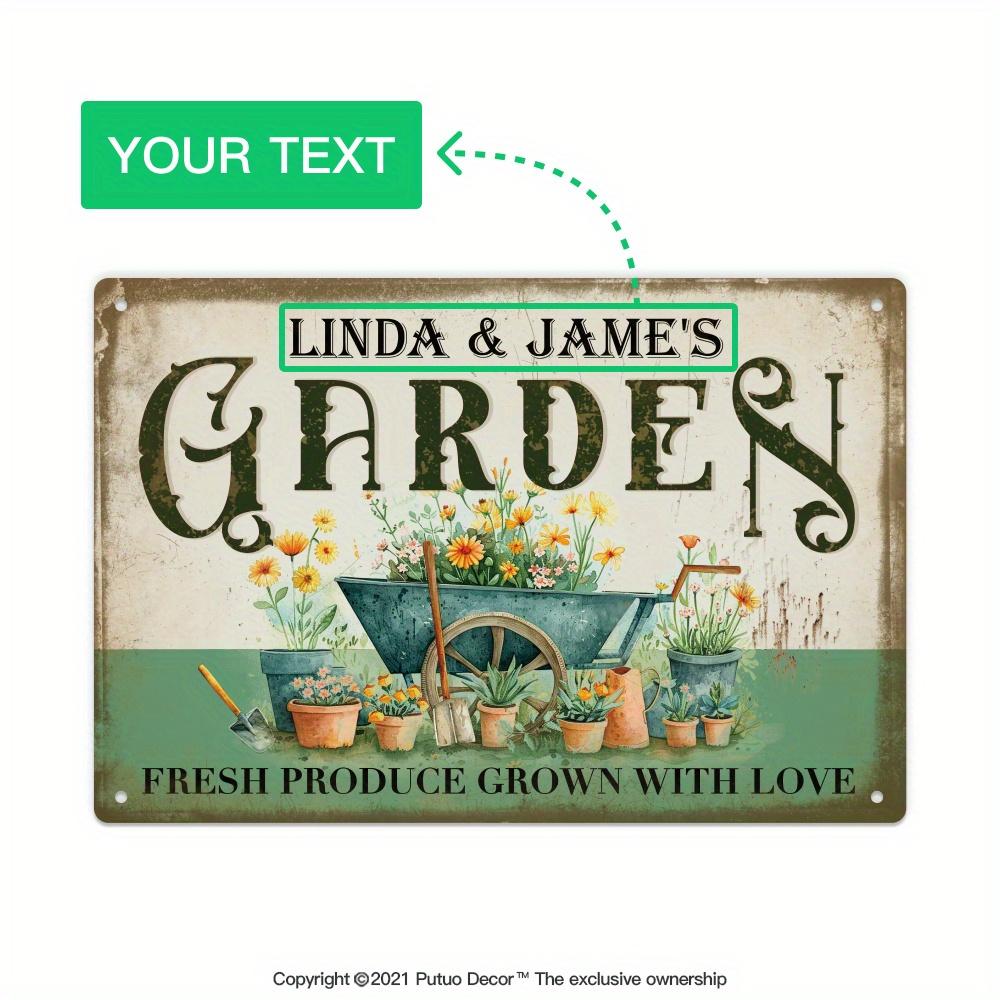 pc Custom Metal Tin Sign Linda James Garden Fresh Produce Grown With Love Personalized Plaque Vintage Plate Wall Art