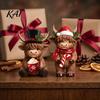 Resin Holiday Home Decor 2Pcs Christmas Highland Cow Figurines, Santa Reindeer Cow, with Hat, Atmosphere Table Topper Hot Cocoa, for Garden