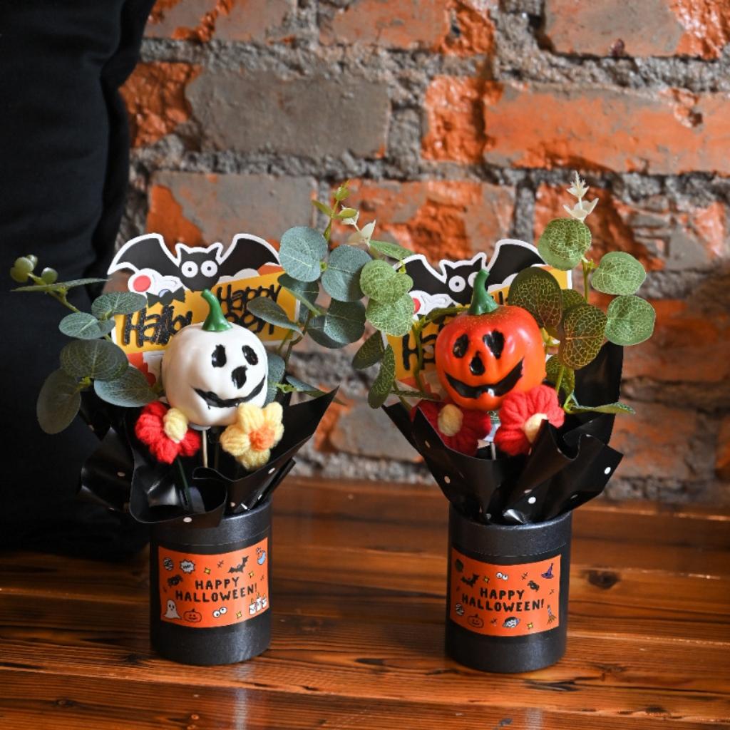 3pcs Mini Halloween Resin Decorative Bouquet Ghost Pumpkin Head Home Bedroom Accessories Party Gifts Creative